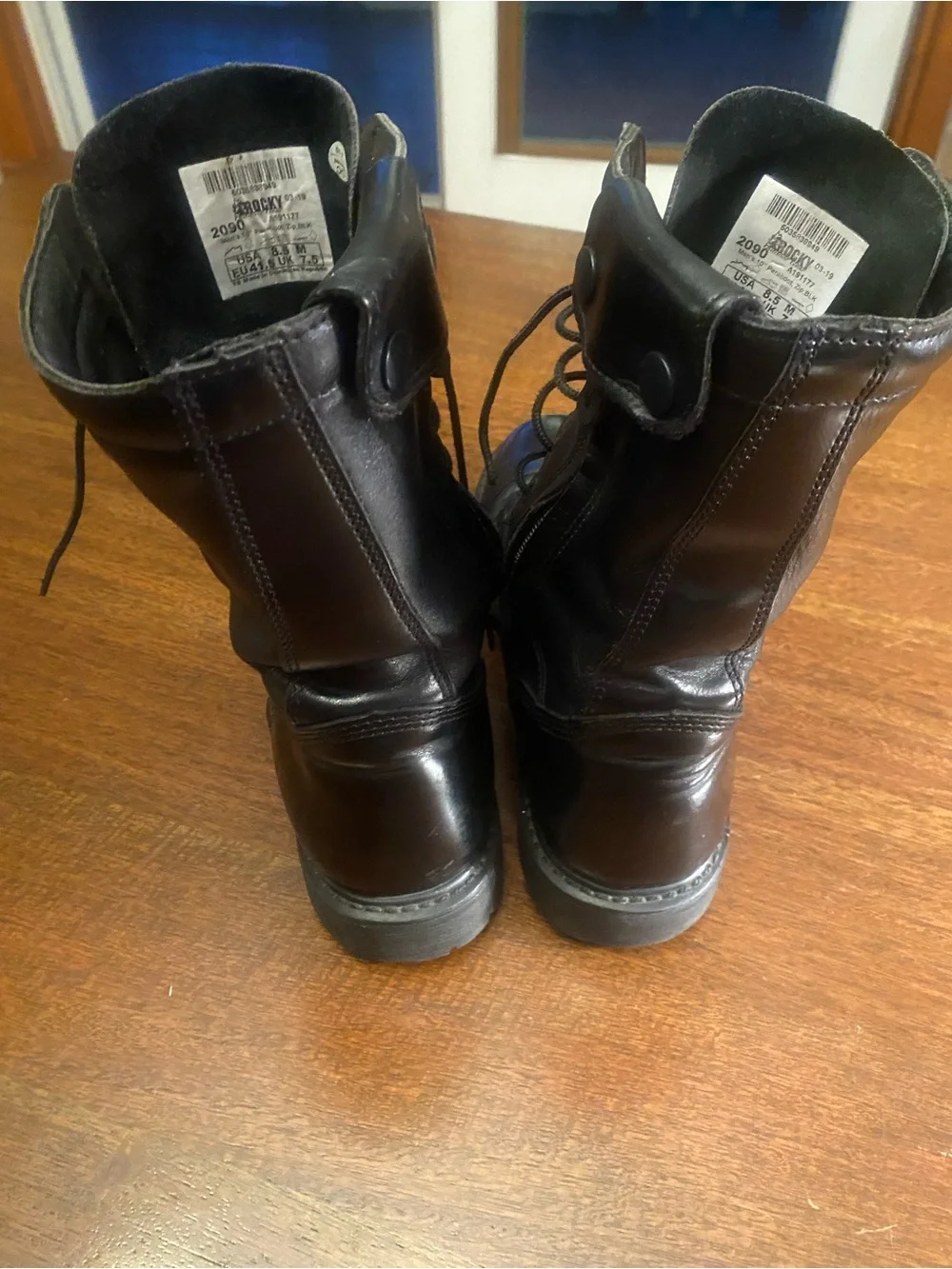 Rocky 2090 10” Paraboot Zip Combat Boots Mens size 8.5M Black Leather Military
